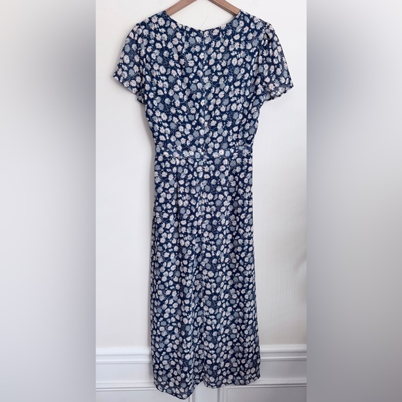 Madewell blue Faux Wrap French Floral Midi Dress 6 - Picture 3 of 7